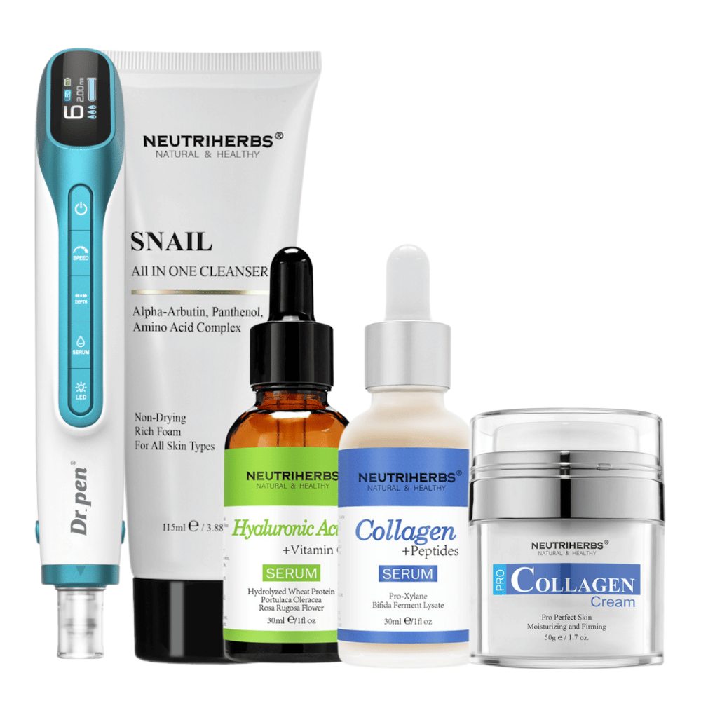 Premium Anti-Aging Kit s Dr. Pen H6, čistením, sérom s kyselinou hyalurónovou, kolagénovým sérom a kolagénovým krémom.