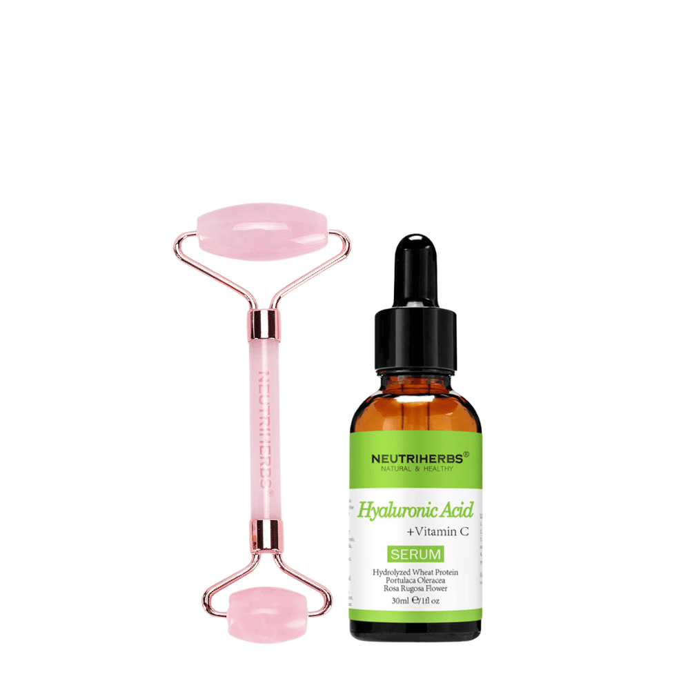 Face Massage Roller Hydration Kit s ruženínovým valčekom a Hyaluronic Acid Serum