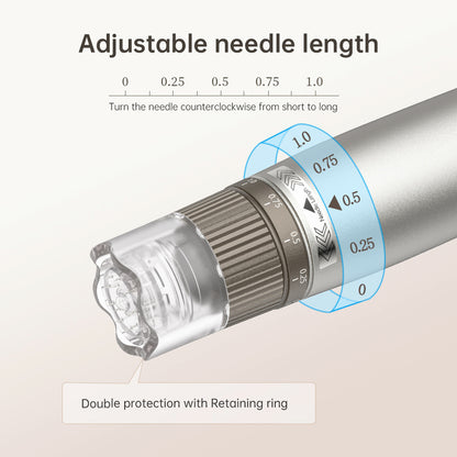 HydraPen h3 s nastaviteľnou dĺžkou ihiel od 0 do 1,0 mm a dvojitým ochranným krúžkom pre presné a bezpečné microneedling.