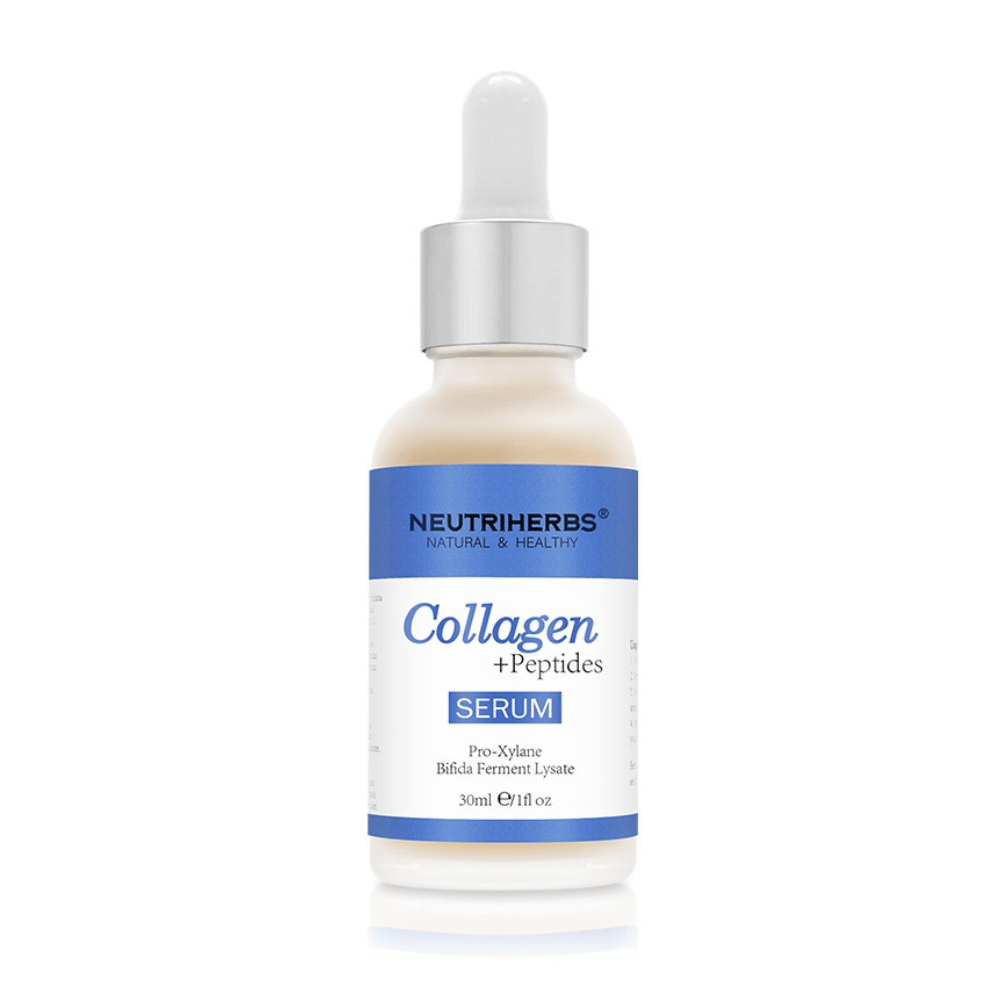Neutriherbs Collagen + Peptides Serum 30 ml s kolagénom a peptidmi. Spevňujúce pleťové sérum, ktoré zlepšuje elasticitu pleti, hĺbkovo hydratuje a pomáha znižovať jemné linky a známky starnutia.