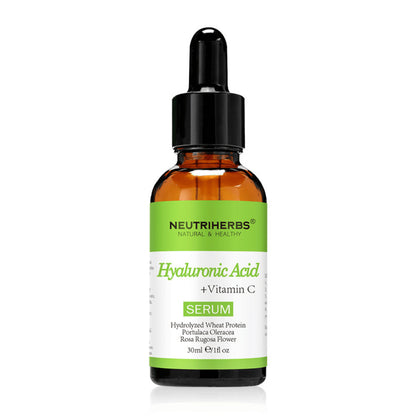 Neutriherbs Hyaluronic Acid + Vitamin C Serum 30 ml s kyselinou hyalurónovou a vitamínom C. Hydratačné pleťové sérum, ktoré dodáva jas, zjednocuje tón pleti a pomáha redukovať jemné linky pre jemnú a sviežu pokožku.