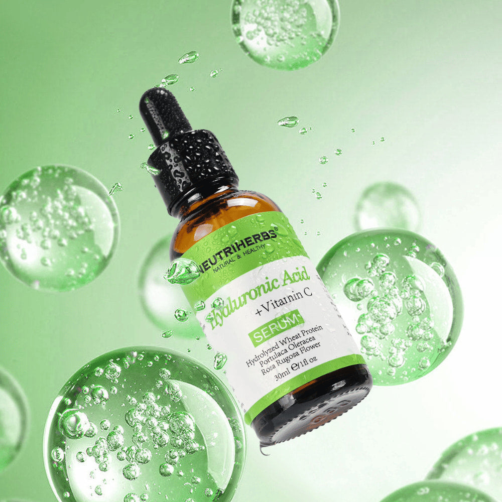 Neutriherbs Hyaluronic Acid + Vitamin C Serum 30 ml s kyselinou hyalurónovou a vitamínom C. Hydratačné pleťové sérum, ktoré poskytuje intenzívnu hydratáciu, zlepšuje jas pleti a pomáha redukovať jemné linky pre jemnú a sviežu pokožku.