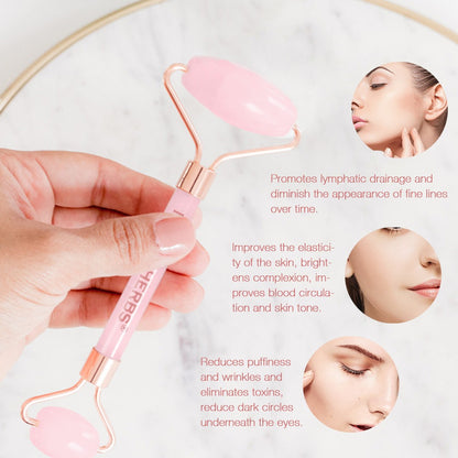 Neutriherbs Rose Quartz Face Roller na masáž tváre, lymfodrenáž a zníženie opuchov.